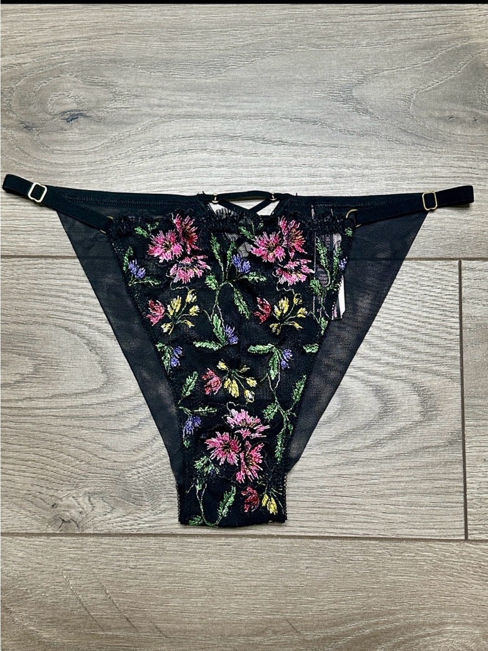 Victoria's Secret Very Sexy Floral Embroidered Adjustable String Cheeky Panty M